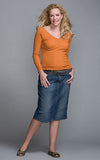 Maternal America Belted Denim Maternity Skirt - tummystyle.com