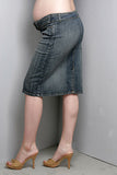 Maternal America Belted Denim Maternity Skirt - tummystyle.com