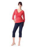 Japanese Weekend Jersey Cross Over Maternity/Nursing Top