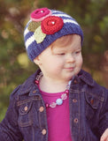 Blueberry Hill Bree  Baby Hat Navy Stripe with Flowers - tummystyle.com