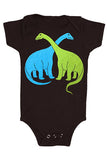 Gnome Brand Brontosaurus Baby One Piece in Black - tummystyle.com