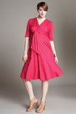 Maternal America Hot Pink Front Tie Keyhole Dress - tummystyle.com