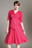 Maternal America Hot Pink Front Tie Keyhole Dress - tummystyle.com