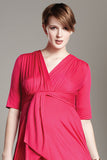 Maternal America Hot Pink Front Tie Keyhole Dress - tummystyle.com