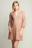 Maternal America Pink Boucle Maternity Shift Dress - tummystyle.com