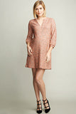 Maternal America Pink Boucle Maternity Shift Dress - tummystyle.com