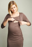 Maternal America Smokey Brown Maternity-Nursing Dress - tummystyle.com