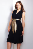 Maternal America Gold Sash Front Tie Dress - tummystyle.com