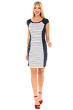 Olian Navy Boat Neck Maternity Dress - tummystyle.com