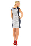 Olian Navy Boat Neck Maternity Dress - tummystyle.com