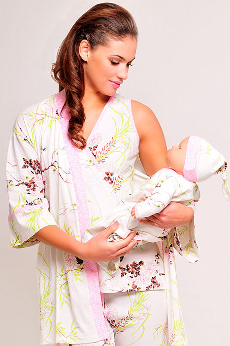 Olian Maternity 5 Piece Nursing Floral Pajama Set