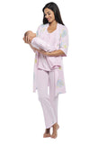 Olian 4 - Piece Chrysanthemum Pajama Set (Pink or Blue) - tummystyle.com