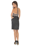 Olian Pink Striped Halter Maternity Dress - tummystyle.com