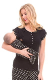 Olian Maternity Black Rose Nursing 3 Piece Pajama Set - tummystyle.com