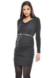 Olian Cowl-Neck Tie Maternity Dress - tummystyle.com