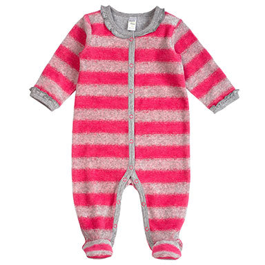 PetitLem Velour Pink Striped Sleeper - tummystyle.com