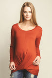 UrbanMA Maternity Rust Twist Hem Top - tummystyle.com