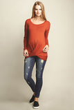 UrbanMA Maternity Rust Twist Hem Top - tummystyle.com