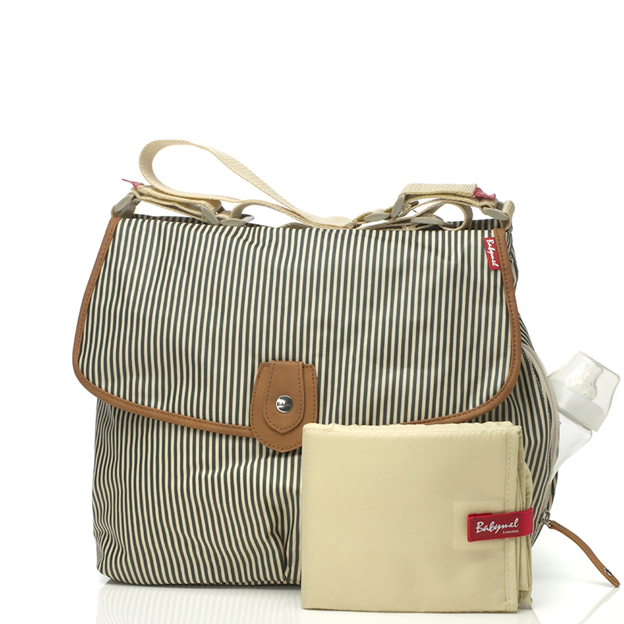 Babymel Satchel Blue Stripe Diaper Bag TummyStyle Maternity Baby