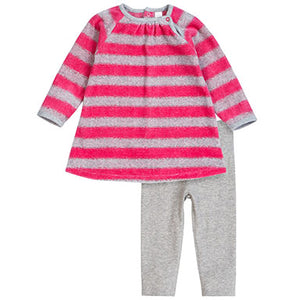 PetitLem Velour Pink Striped Two-Piece Outfit - tummystyle.com