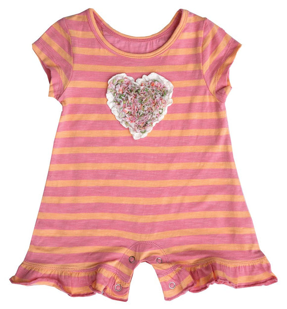 Mimi & Maggie Heart Stripe Baby Romper in Pink - tummystyle.com