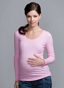Maternal America Rib Scoop L/S Maternity Tee - tummystyle.com
