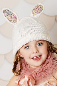 Blueberry HIll Bunny White w/ Liberty Fabric Baby Hat - tummystyle.com