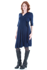 Everly Grey Kaitlyn Black Wrap Maternity Dress - tummystyle.com
