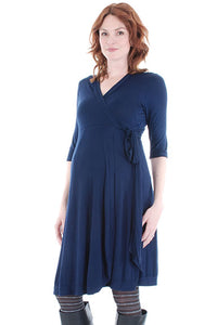 Everly Grey Kaitlyn Navy Wrap Maternity Dress - tummystyle.com