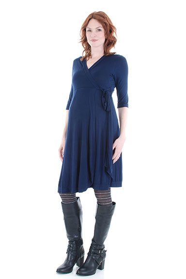 Everly Grey Kaitlyn Navy Wrap Maternity Dress – TummyStyle Maternity & Baby