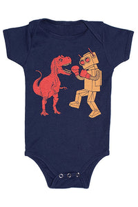 Gnome Dino vs Robot Baby One Piece - tummystyle.com