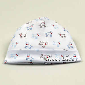 Kissy Kissy Puppy Love Print Baby Hat in Light Blue - tummystyle.com
