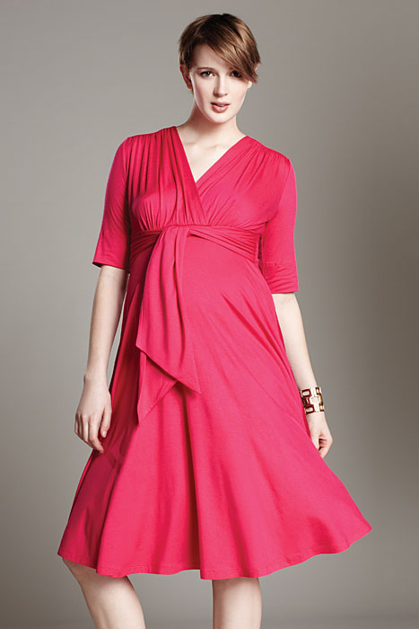 strapless open back dress Maternal America Hot Pink Front Tie Keyhole Dress – TummyStyle Maternity &  Baby