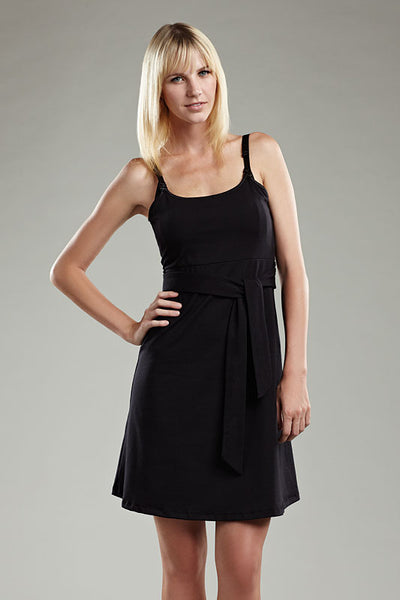 a line nursing dress Hello Miz Maternity Pleated V-Neck A-Line Nursing Dress - Black