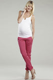 Maternal America Pink Over The Belly Slim Pants - tummystyle.com