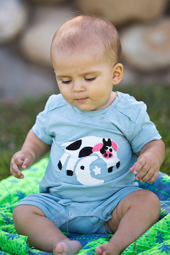 Mimi & Maggie Cow Jumps Over the Moon Baby Romper - tummystyle.com
