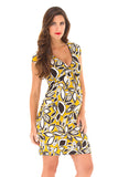 Olian Yellow V-Neck Maternity Dress - tummystyle.com
