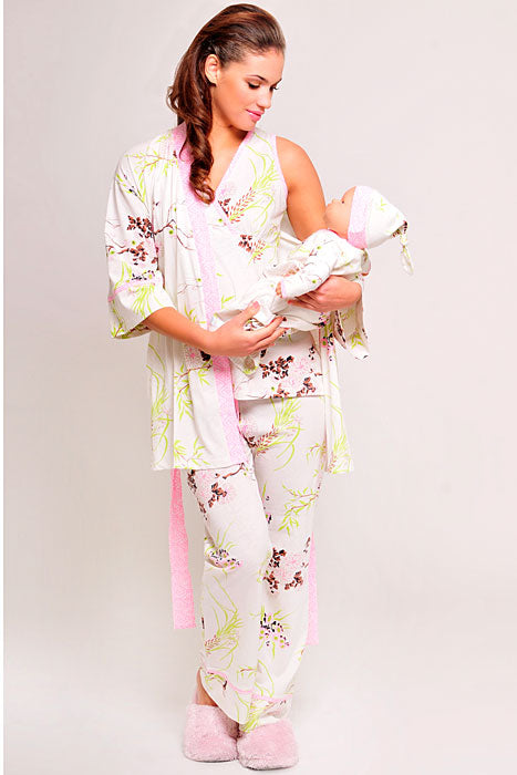 Miyanuby Maternity Nursing Pajama Sets Long Sleeve Breastfeeding Sleepwear  Set Side Open Ruched Top with Built-in Bra & Pants Pregnancy Lounge PJS
