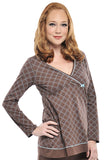 Olian Maternity Circles 3 PC Nursing Pajama Set-Brown - tummystyle.com