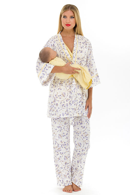 Olian Maternity Yellow Flowers Nursing Pajama Set – TummyStyle Maternity &  Baby
