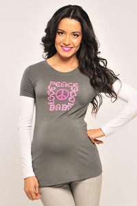 Olian Love Peace Babies LS Maternity Tee - tummystyle.com