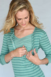 3/4 Sleeve Striped Nursing Henley - tummystyle.com